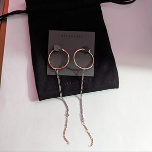 All Saints Mixed Metal Linear Drop Hoop Earrings
